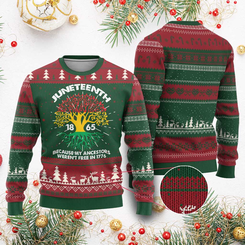 Juneteenth 1865 Knit Sweatshirt Because My Ancestor Weren't Free In 1776 African American Roots TS02