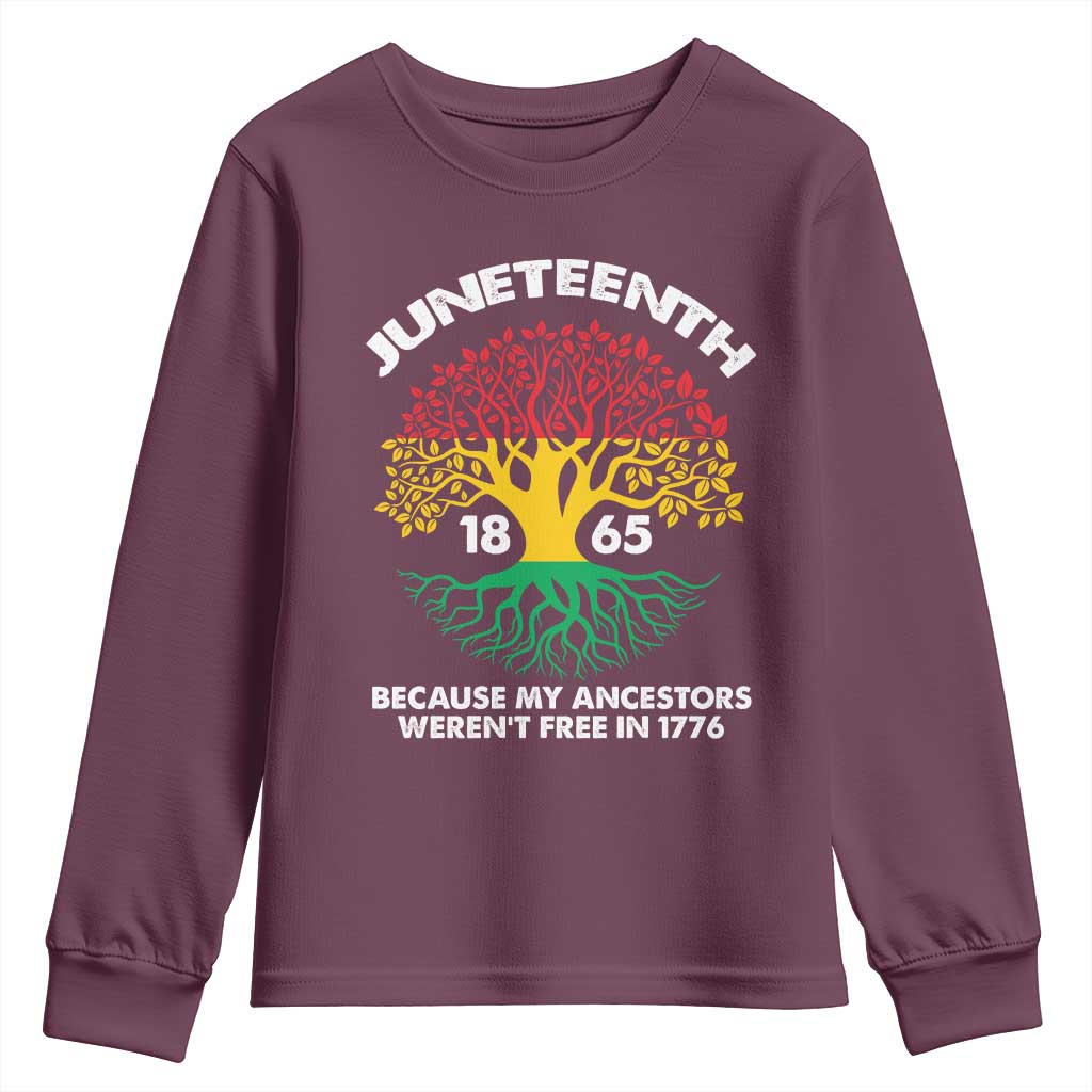 Juneteenth 1865 Youth Sweatshirt Because My Ancestor Weren't Free In 1776 African American Roots TS02