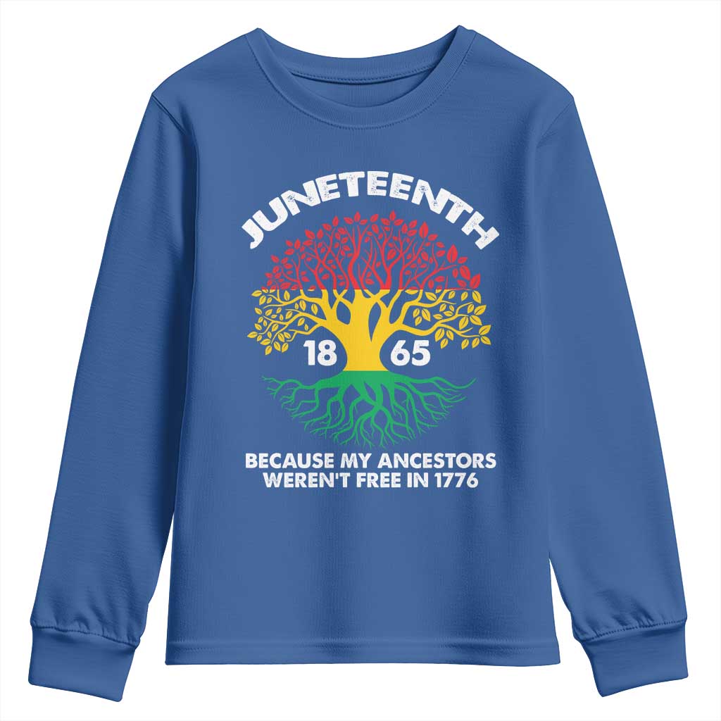 Juneteenth 1865 Youth Sweatshirt Because My Ancestor Weren't Free In 1776 African American Roots TS02