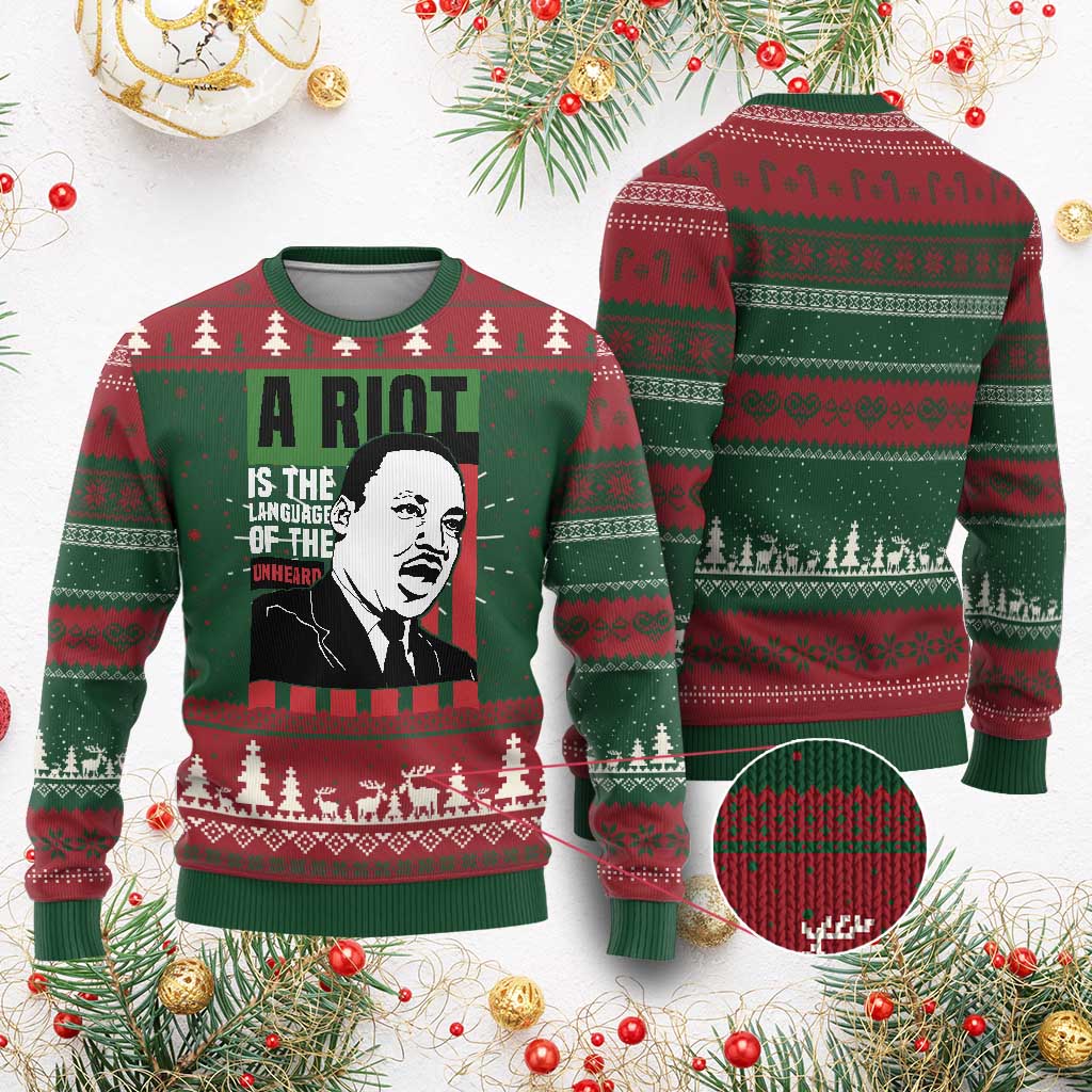Martin Luther King Jr. Knit Sweatshirt A Riot Is The Language Of The Unheard MLK Civil Rights TS02