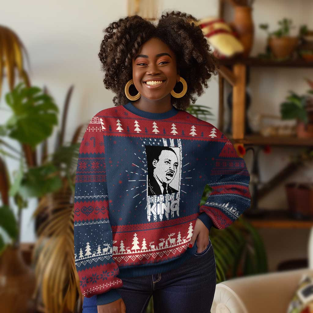 Martin Luther King Jr. Knit Sweatshirt Dream Like A King MLK Black History American Flag TS02