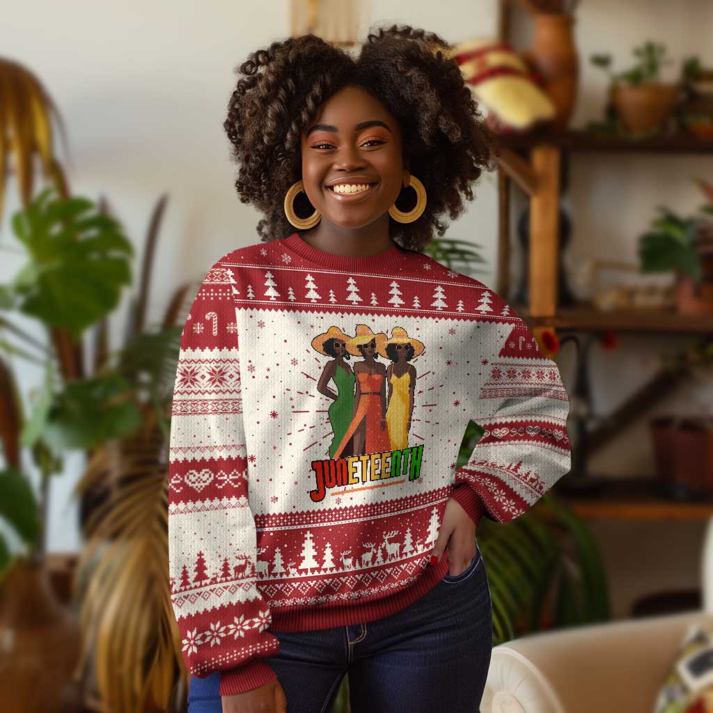 Juneteenth 1865 Knit Sweatshirt Beautiful Black Women Melanin TS02