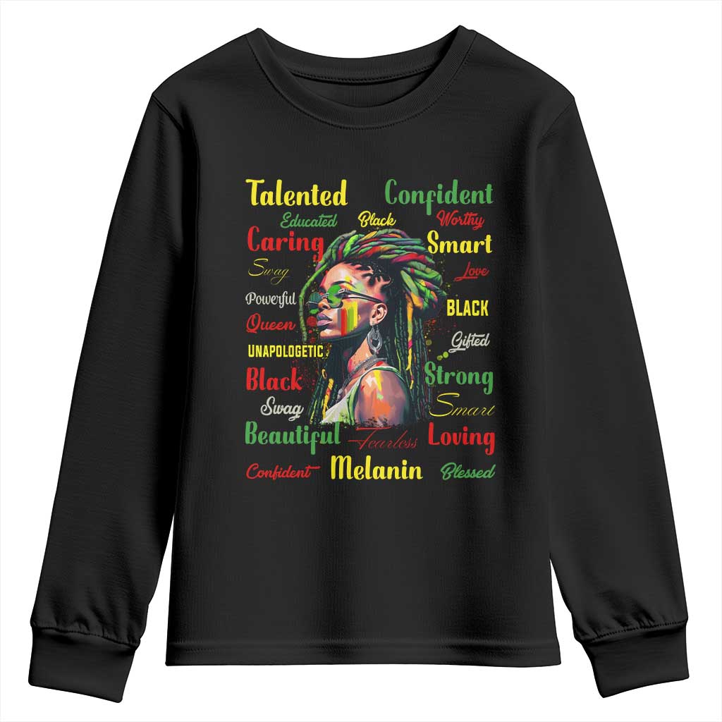 Melanin Locs Girl Youth Sweatshirt Dreadlock Black Pride African American TS02