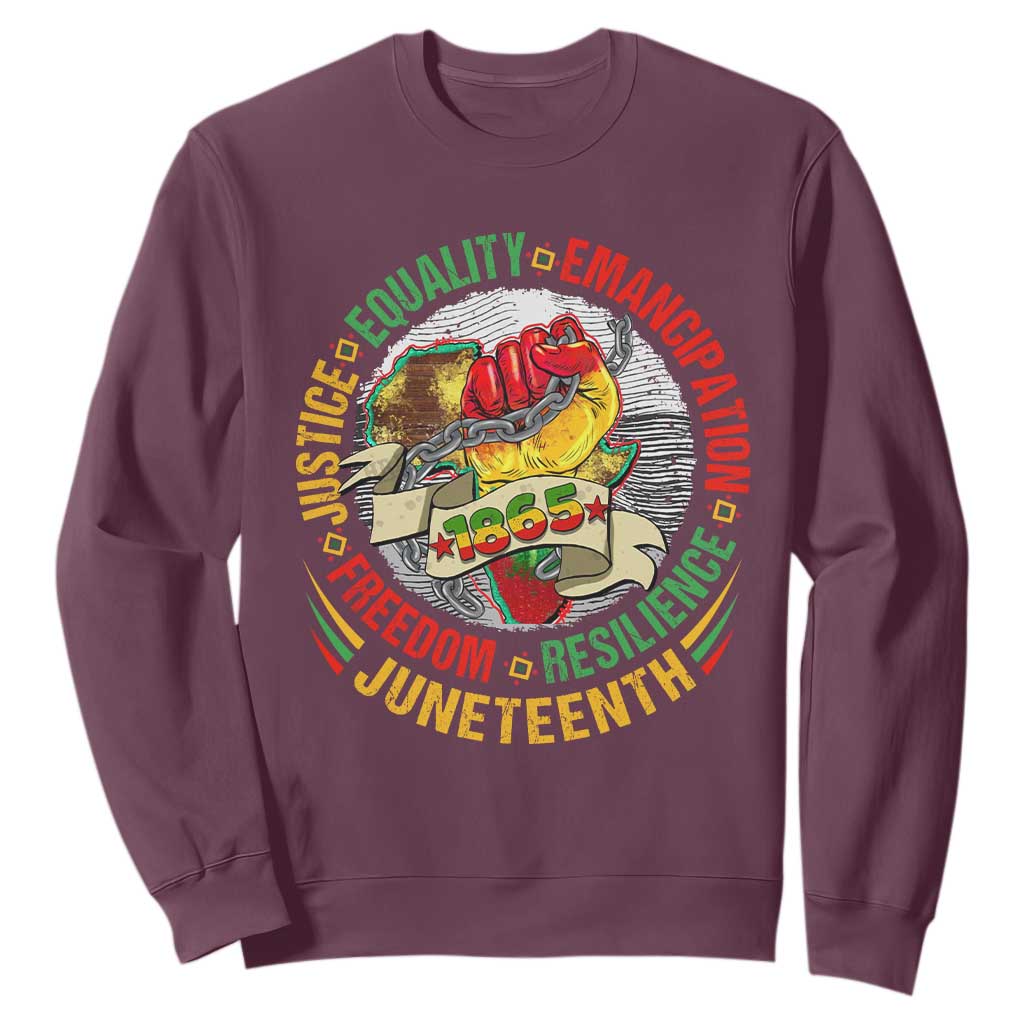 Juneteenth 1865 Sweatshirt Freedom Justice Equality Emancipation Resilience Independence Day TS02