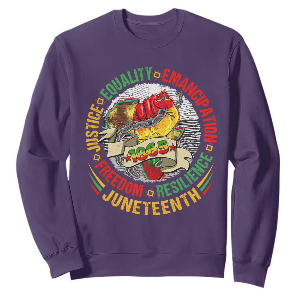 Juneteenth 1865 Sweatshirt Freedom Justice Equality Emancipation Resilience Independence Day TS02