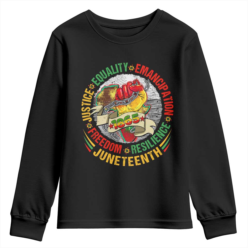 Juneteenth 1865 Youth Sweatshirt Freedom Justice Equality Emancipation Resilience Independence Day TS02