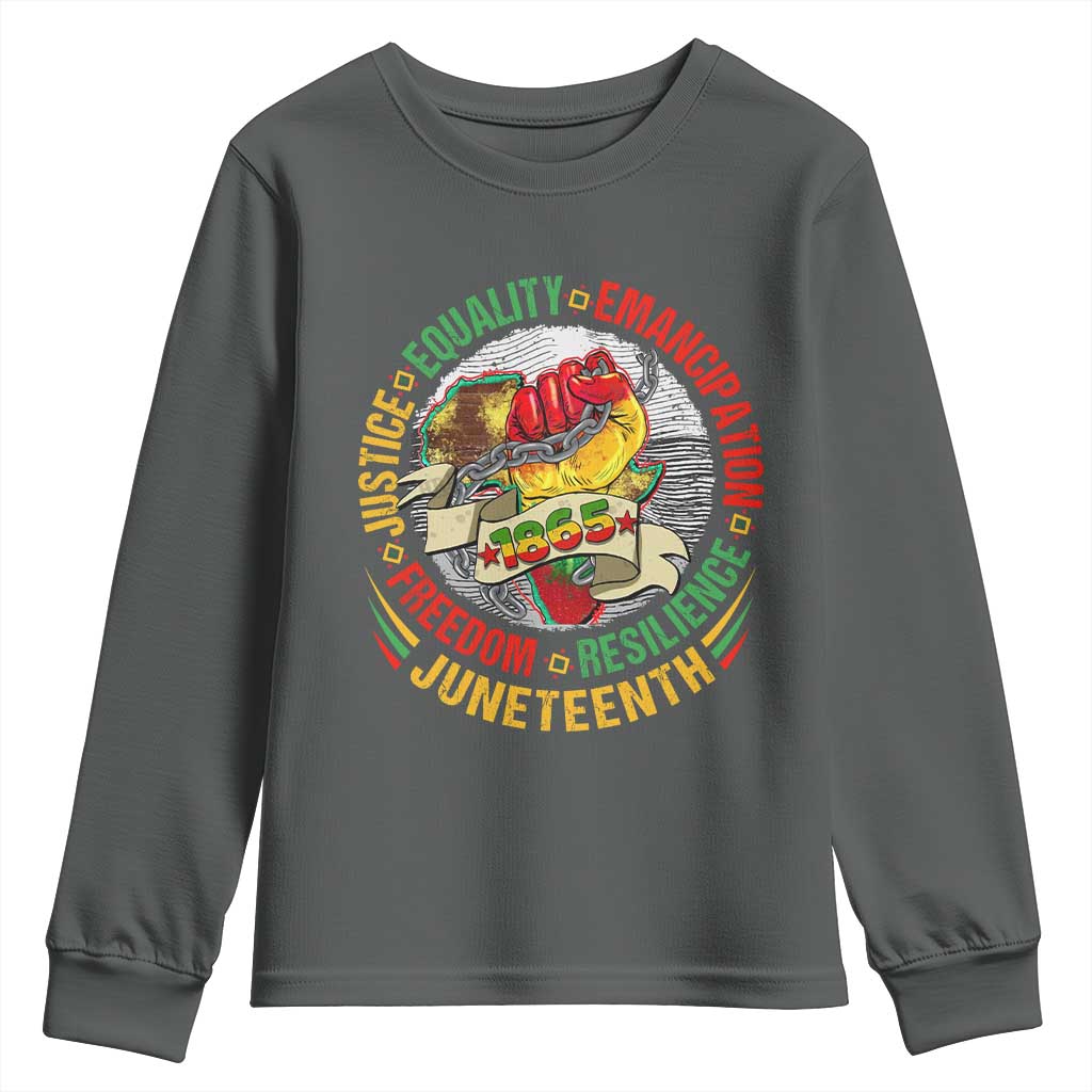 Juneteenth 1865 Youth Sweatshirt Freedom Justice Equality Emancipation Resilience Independence Day TS02