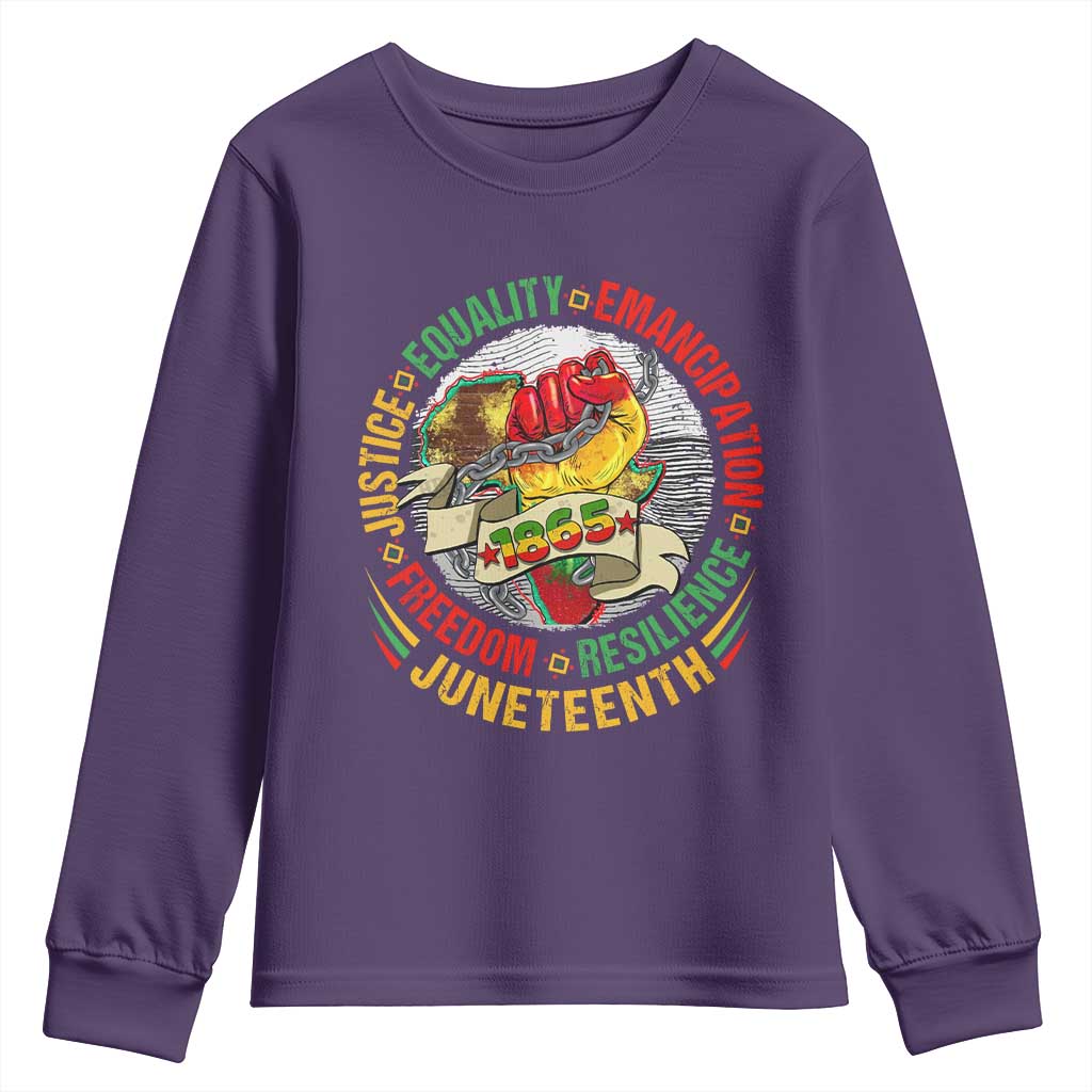 Juneteenth 1865 Youth Sweatshirt Freedom Justice Equality Emancipation Resilience Independence Day TS02