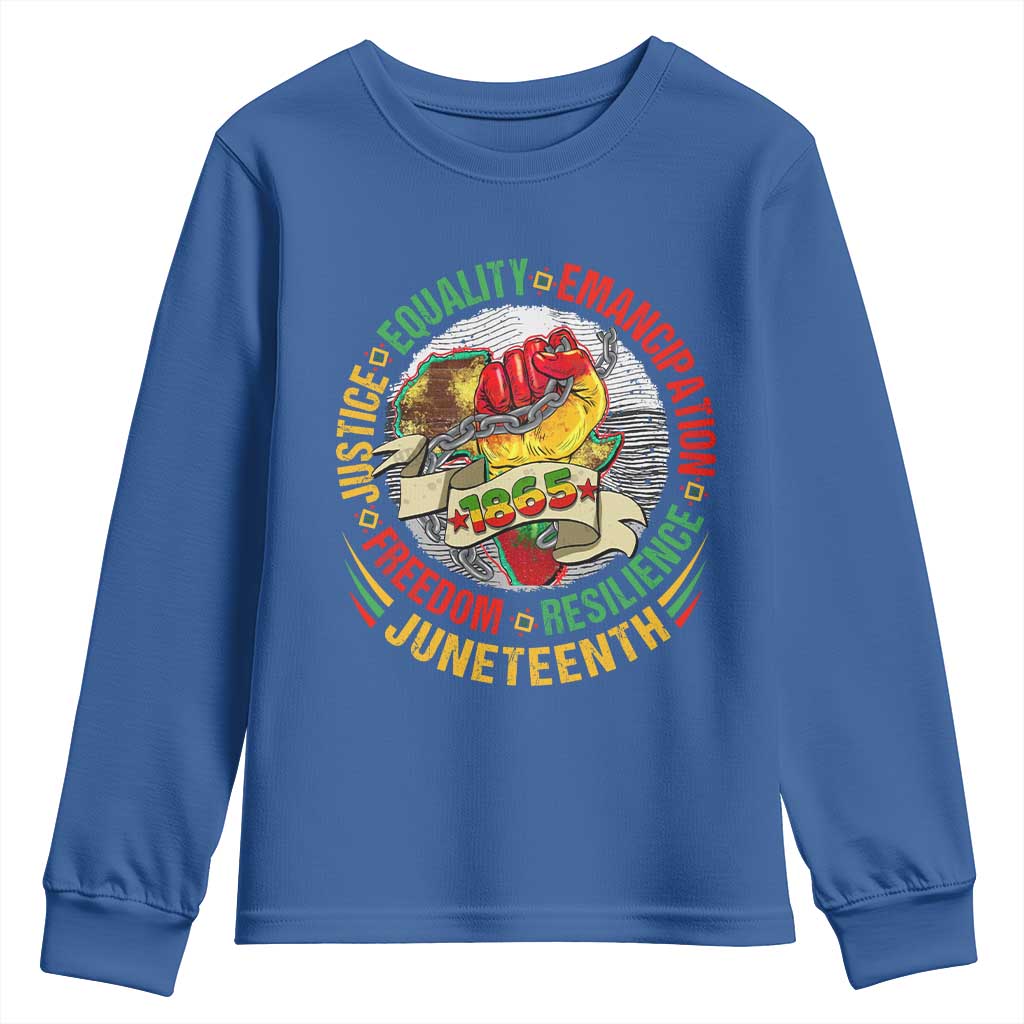 Juneteenth 1865 Youth Sweatshirt Freedom Justice Equality Emancipation Resilience Independence Day TS02