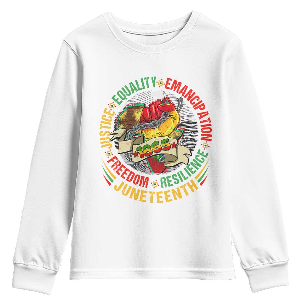 Juneteenth 1865 Youth Sweatshirt Freedom Justice Equality Emancipation Resilience Independence Day TS02