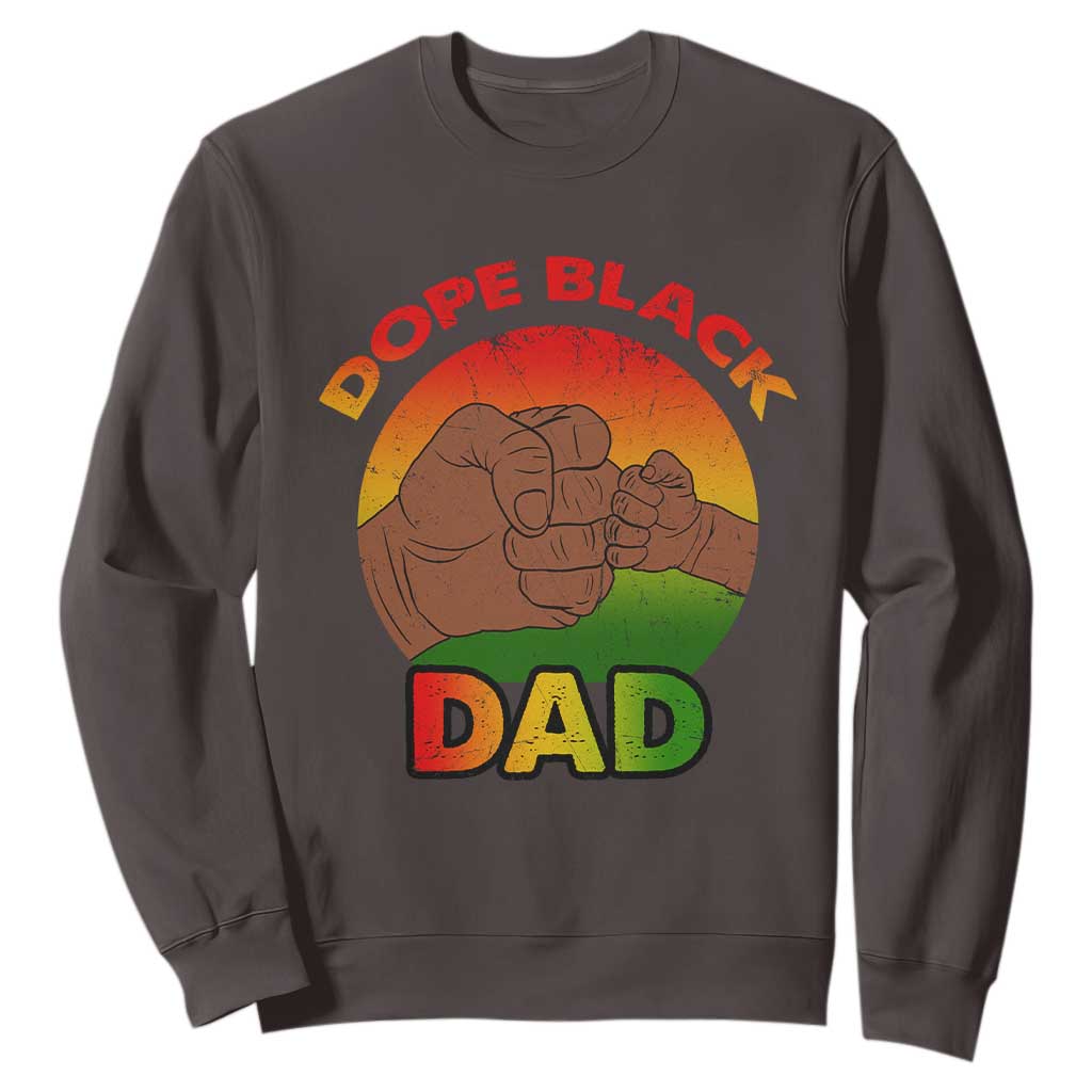 Dope Black Dad Sweatshirt Fist Bump Retro Vintage Father's Day Gift TS02