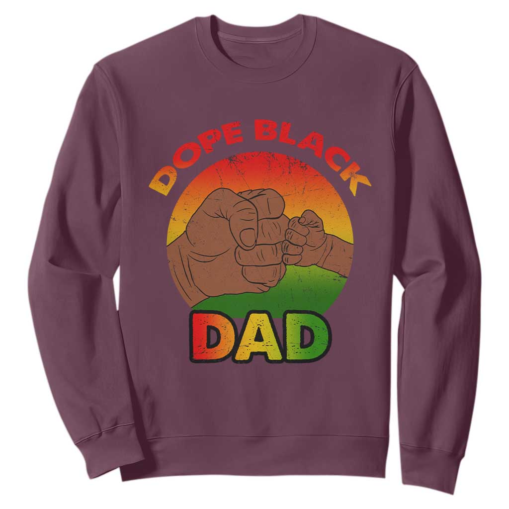 Dope Black Dad Sweatshirt Fist Bump Retro Vintage Father's Day Gift TS02