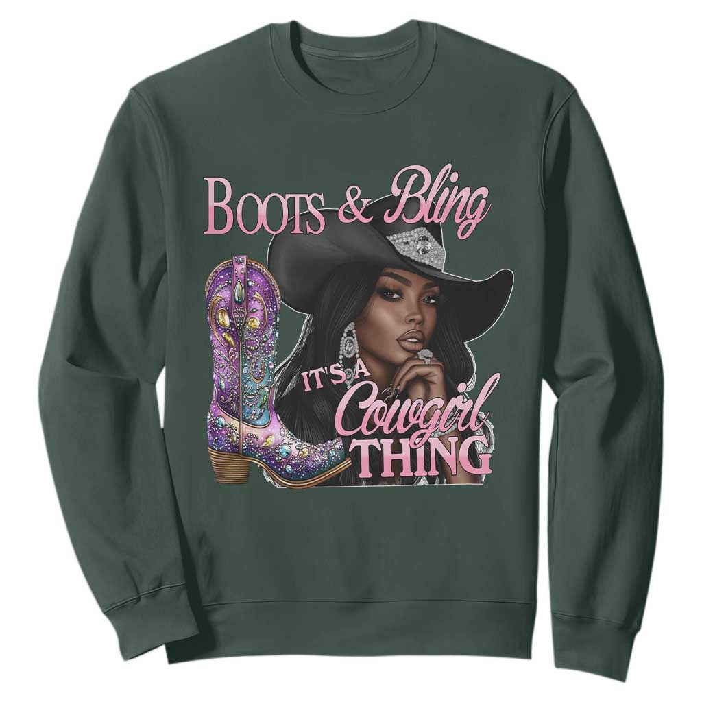 Melanin Cowgirl Boots & Bling Sweatshirt It's A Cowgirl Thing Black Girls TS02