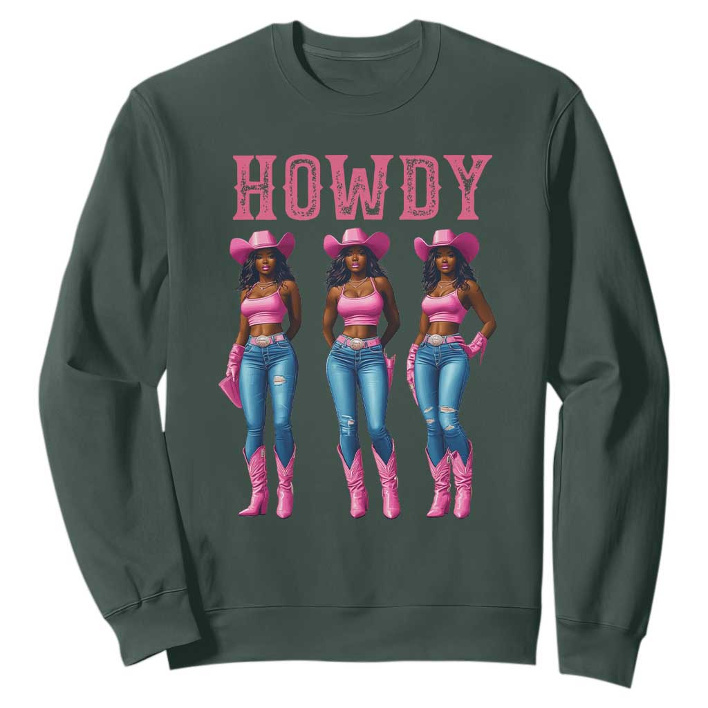 Howdy Melanin Cowgirl Sweatshirt Western Rodeo Women Black Cowgirls TS02