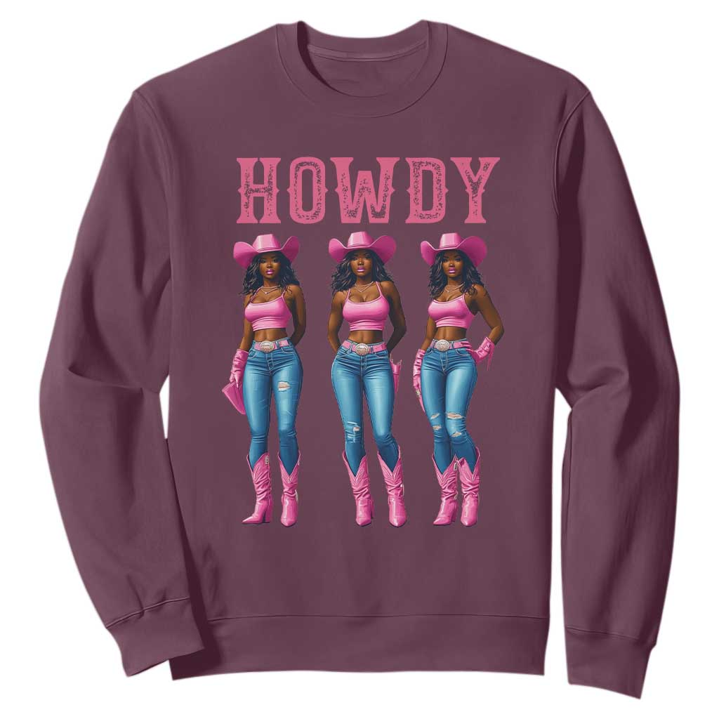 Howdy Melanin Cowgirl Sweatshirt Western Rodeo Women Black Cowgirls TS02