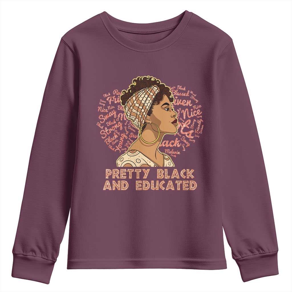 Afro Melanin Woman Youth Sweatshirt Pretty Black And Educated African American Pride TS02