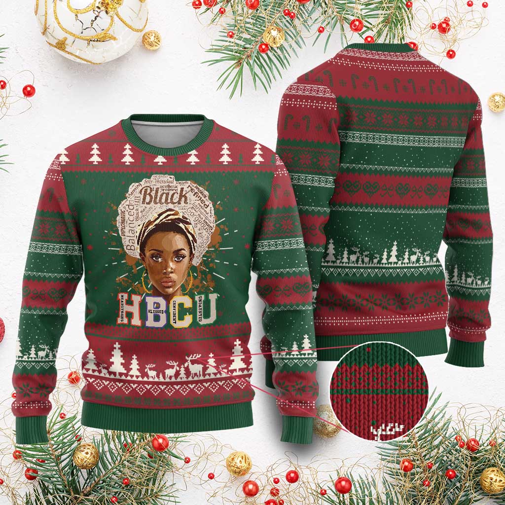 Black Educated HBCU Knit Sweatshirt Headstrong Blessed Confident Undaunted TS02