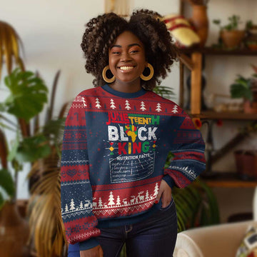 Funny Black King Nutrition Facts Knit Sweatshirt African American TS02
