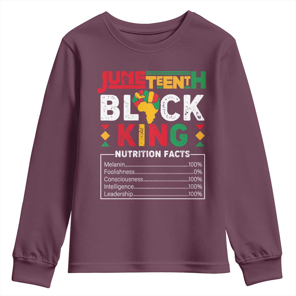 Funny Black King Nutrition Facts Youth Sweatshirt African American TS02