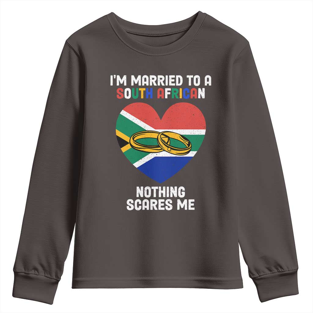 Funny South Africa Youth Sweatshirt I'm Married To A South African Nothing Scares Me TS02