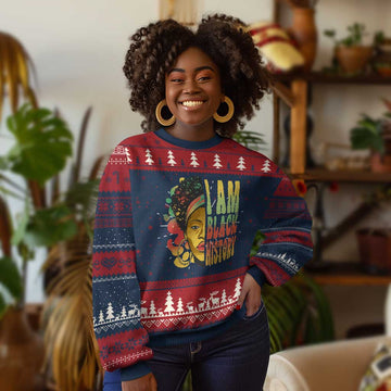 I Am Black History Knit Sweatshirt Afro Black Woman African American Pride TS02