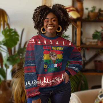 Black History Is American History Knit Sweatshirt African American Pride Raised Fist TS02