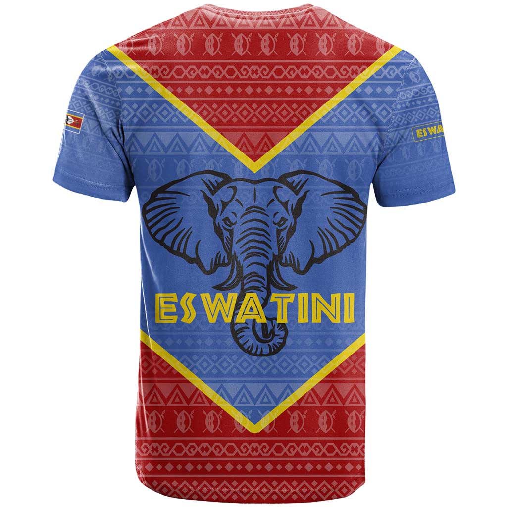 Elephant Eswatini T shirt Swaziland Shield Tribal Pattern and National Flag TS04