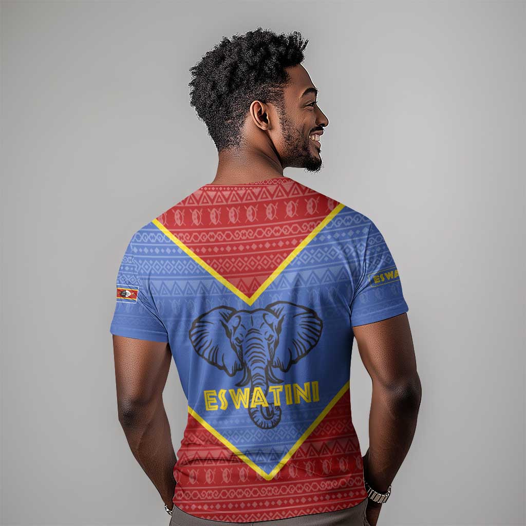 Elephant Eswatini T shirt Swaziland Shield Tribal Pattern and National Flag TS04