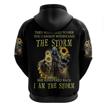 I Am The Storm Reaper Sunflower Roses Wings Hoodie TS04