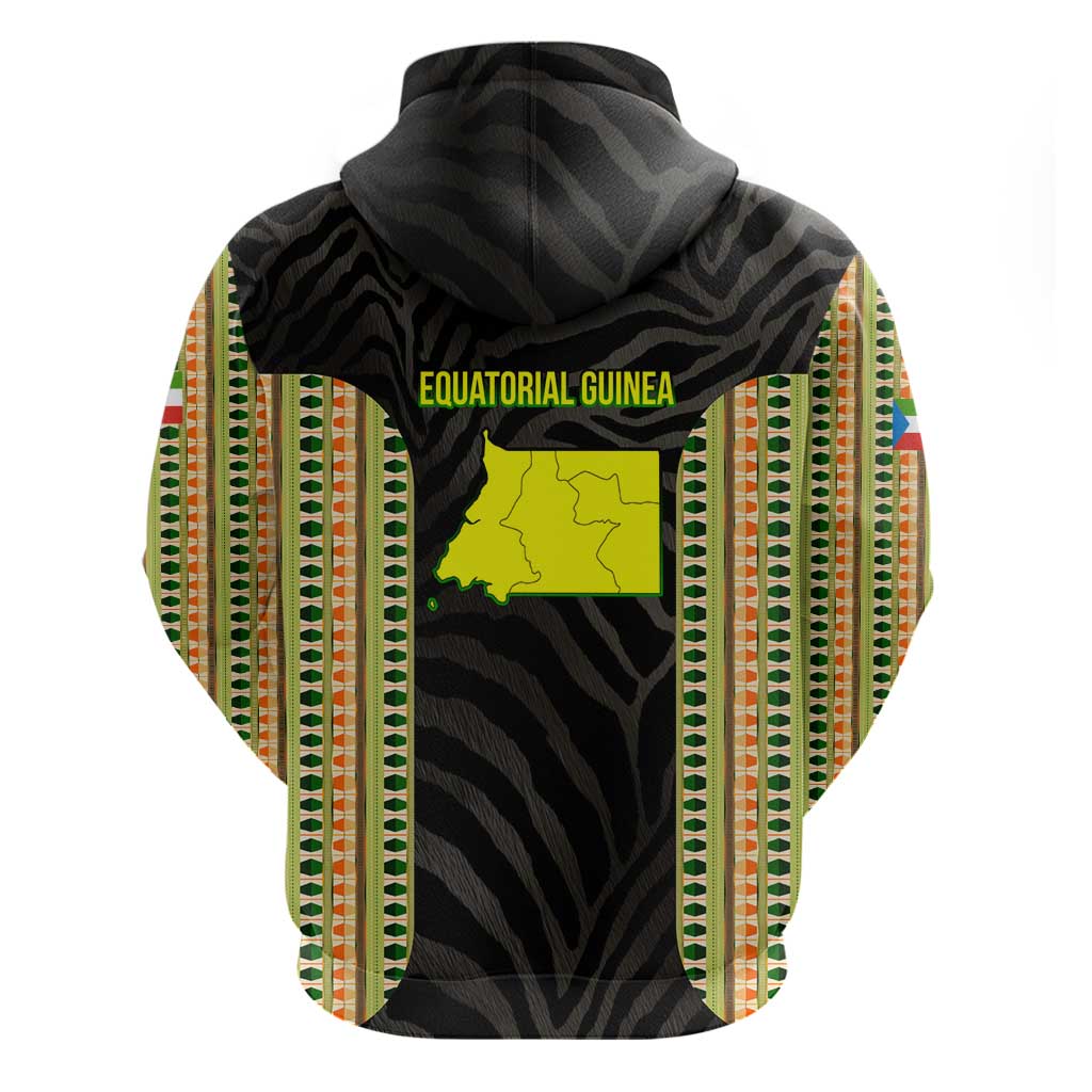 Equatorial Guinea Heritage Hoodie with National Emblem and Tribal Zebra Print TS04