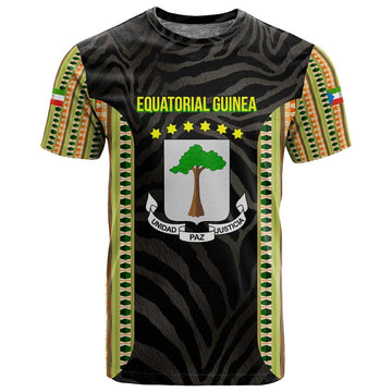 Equatorial Guinea Heritage T shirt - National Emblem and Tribal Zebra Print TS04