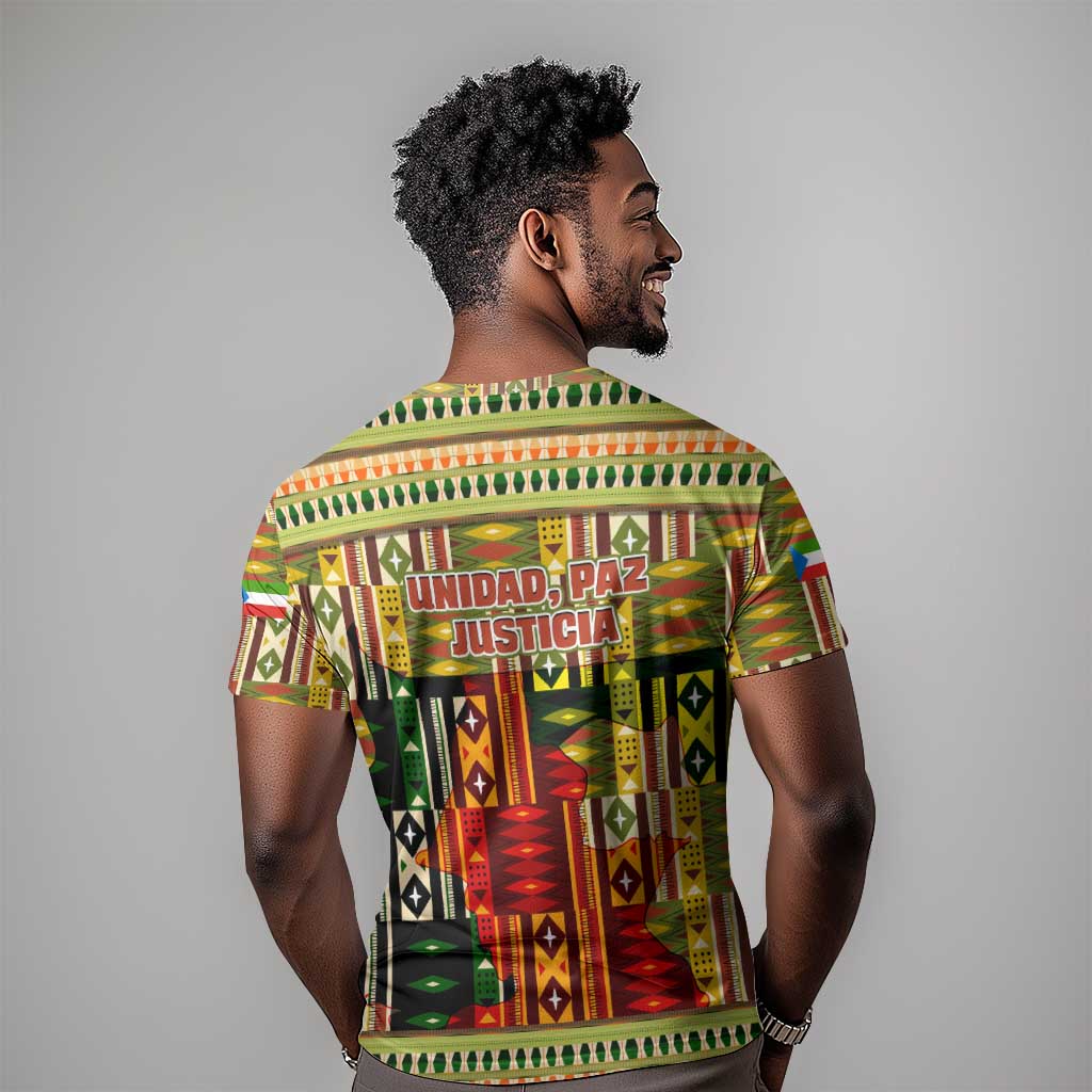 Equatorial Guinea T shirt - Lion Print and Traditional African Kente Patterns TS04