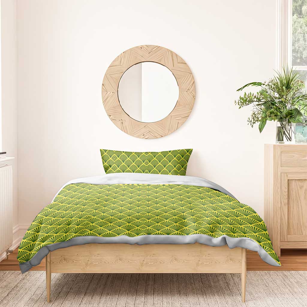 Gabon Tribal Pattern Bedding Set - National Flag Colors and Bold Text Design TS04