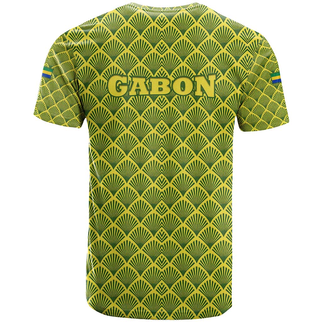 Gabon Tribal Pattern T shirt - National Flag Colors and Bold Text Design TS04