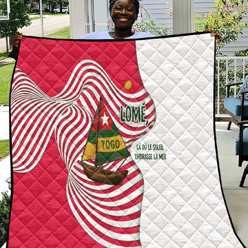 Lome Togo Quilt - Sailboat and Sunset  Where the Sun Kisses the Sea TS04