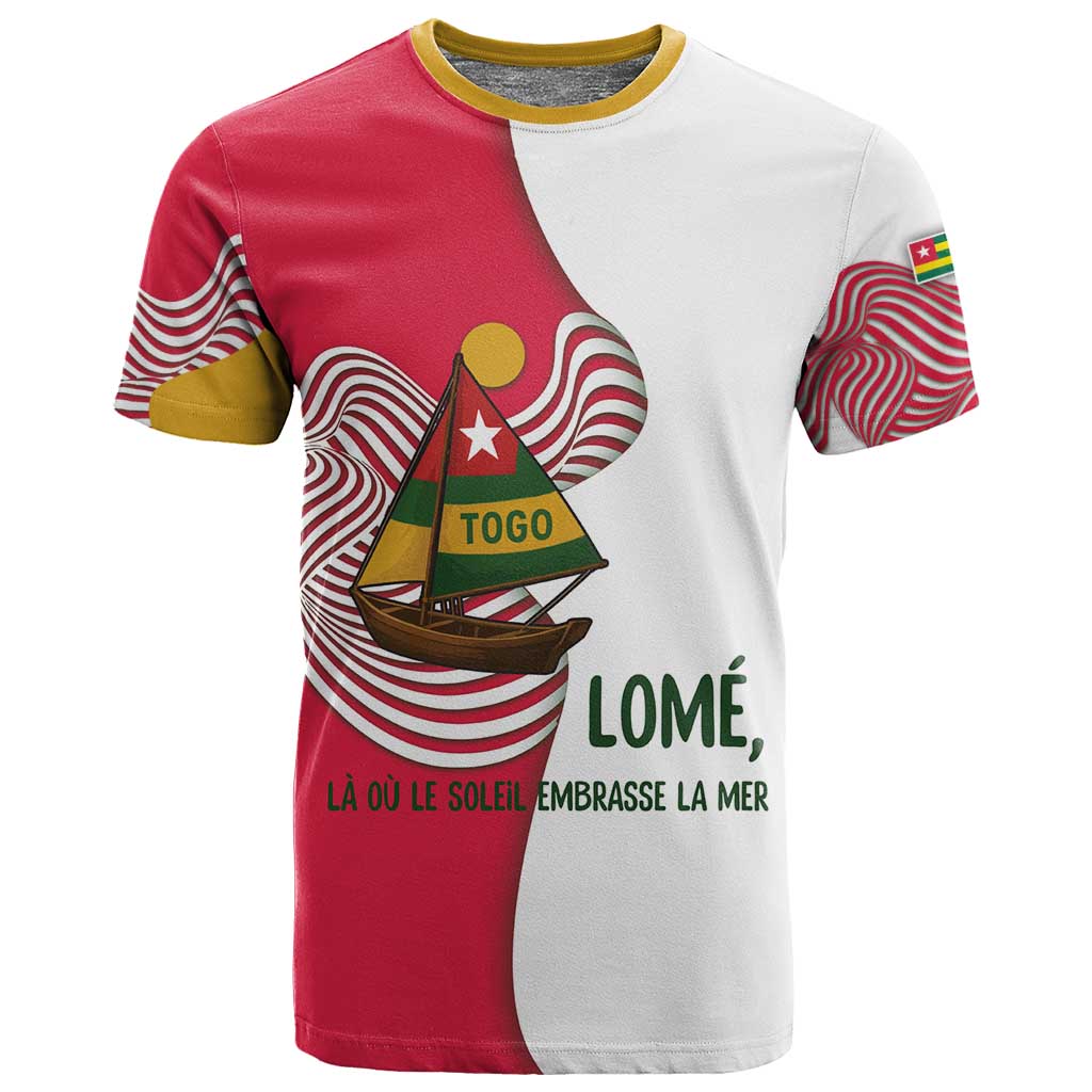 Lome Togo T shirt - Sailboat and Sunset  Where the Sun Kisses the Sea TS04