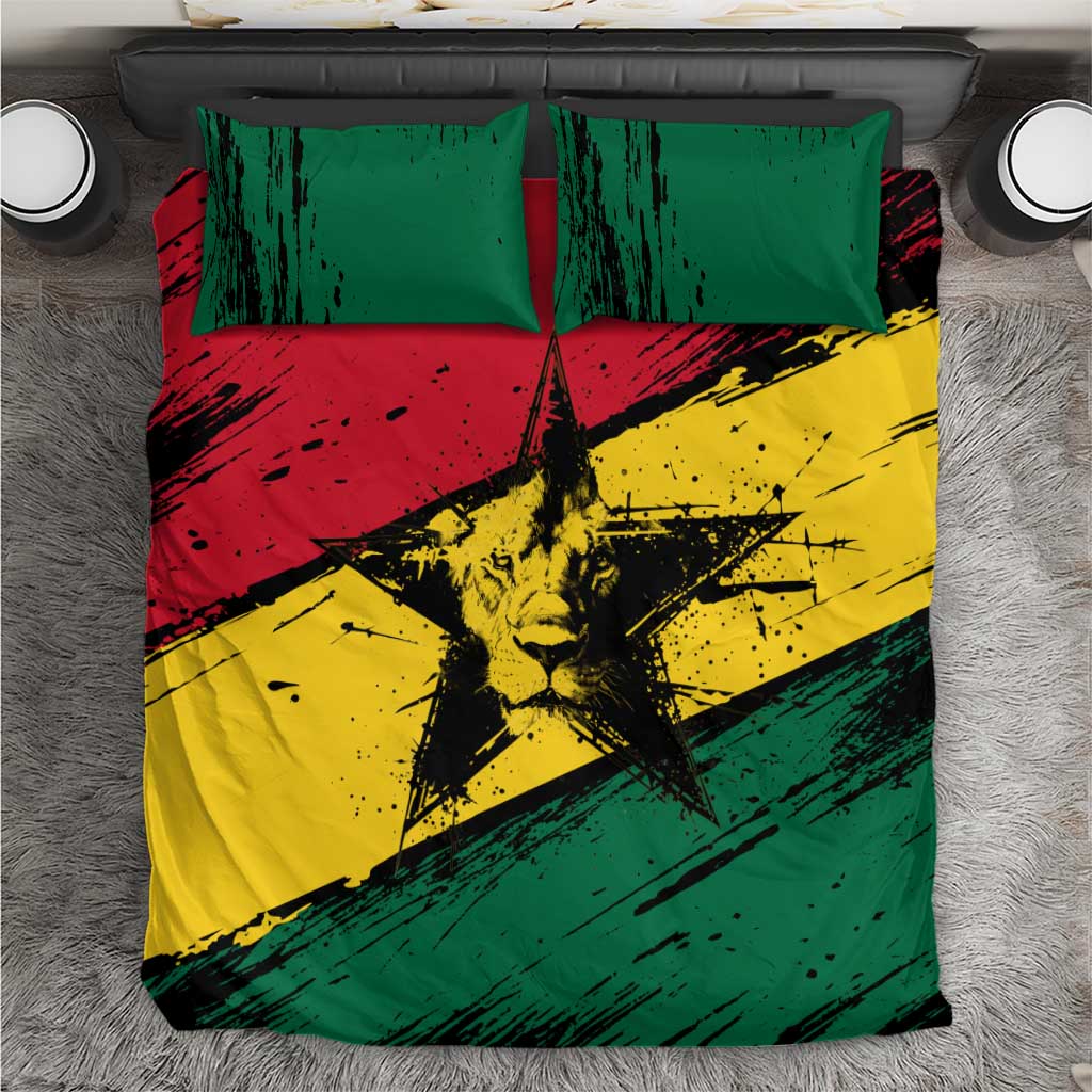 Afro Ghana Lion Bedding Set Star Grunge Style TS04