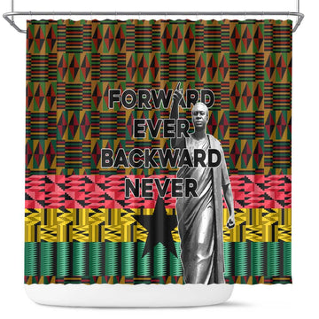 Kwame Nkrumah Shower Curtain with Coat of Arms  Grunge Style Design TS04