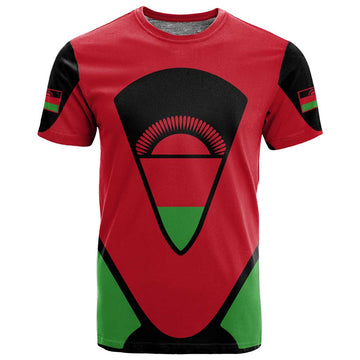 Malawi T shirt Flag Colors Blended with National Emblem TS04