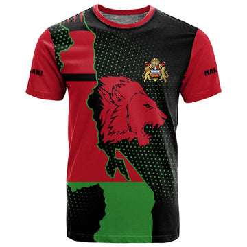 Malawi Lion Map Flag T shirt Wildlife Fusion Design TS04
