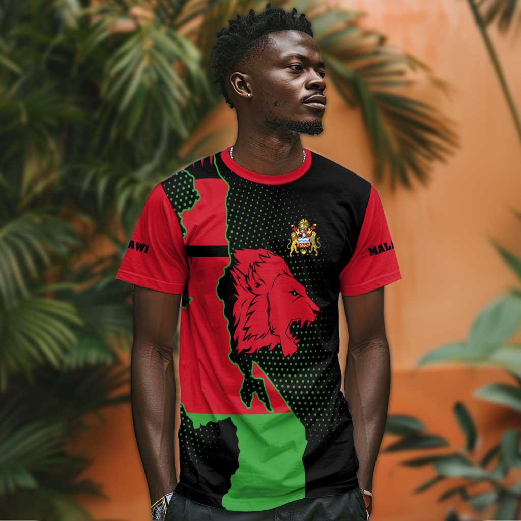 Malawi Lion Map Flag T shirt Wildlife Fusion Design TS04