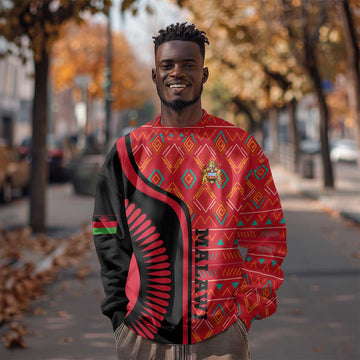 Malawi Patterns African Sweatshirt Blended with Flag Colors and National Emblem TS04