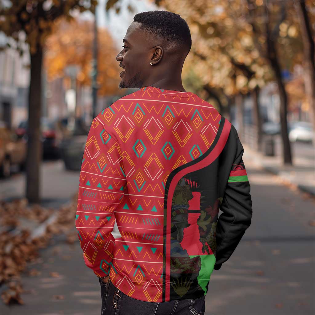 Malawi Patterns African Sweatshirt Blended with Flag Colors and National Emblem TS04