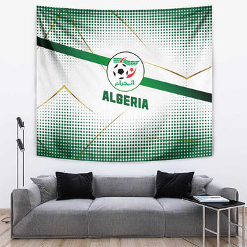 Algeria Soccer Tapestry with Desert Warriors Text and National Flag Design TS04