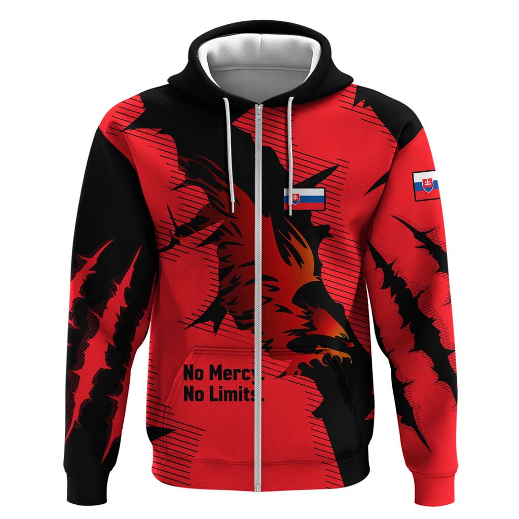 Slovakia Hoodie with Red Black Falcon Claw No Mercy Spirit TS04
