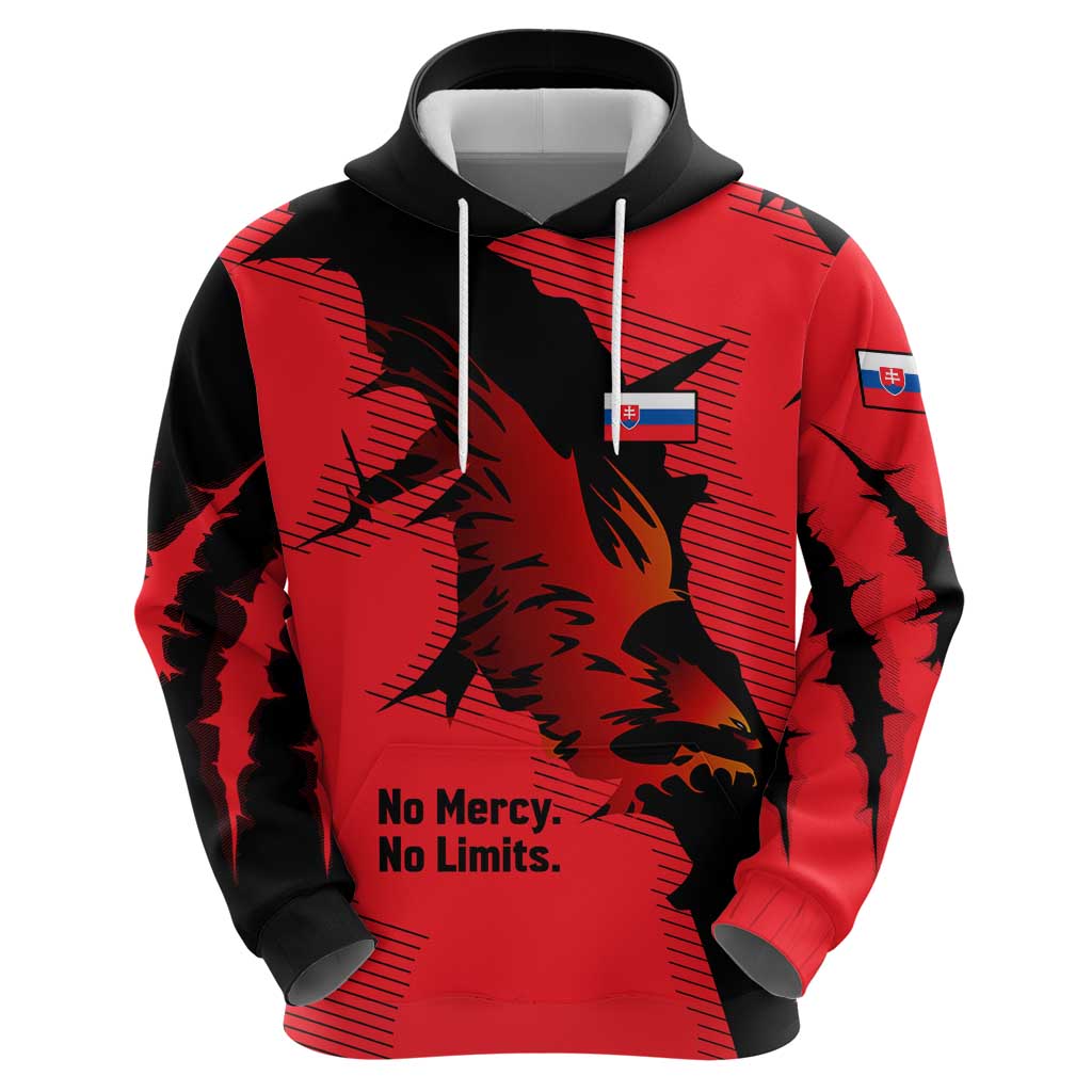 Slovakia Hoodie with Red Black Falcon Claw No Mercy Spirit TS04