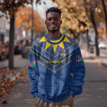 Namibia Yellow Sun Sweatshirt Sporty Style with Traditional Patterns TS04