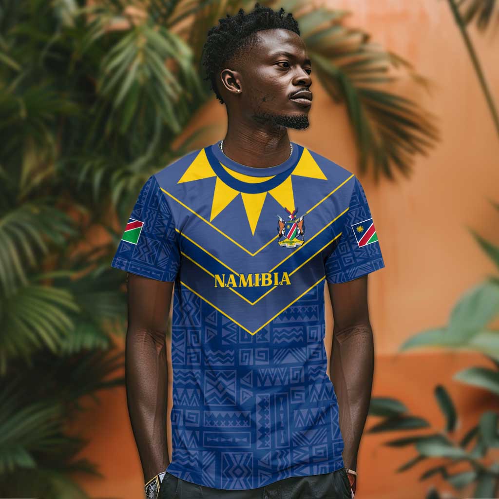 Namibia Yellow Sun T shirt Sporty Style with Traditional Patterns TS04
