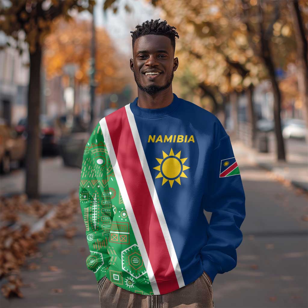 Namibia Gemsbok Sweatshirt Flag Design with African Patterns TS04