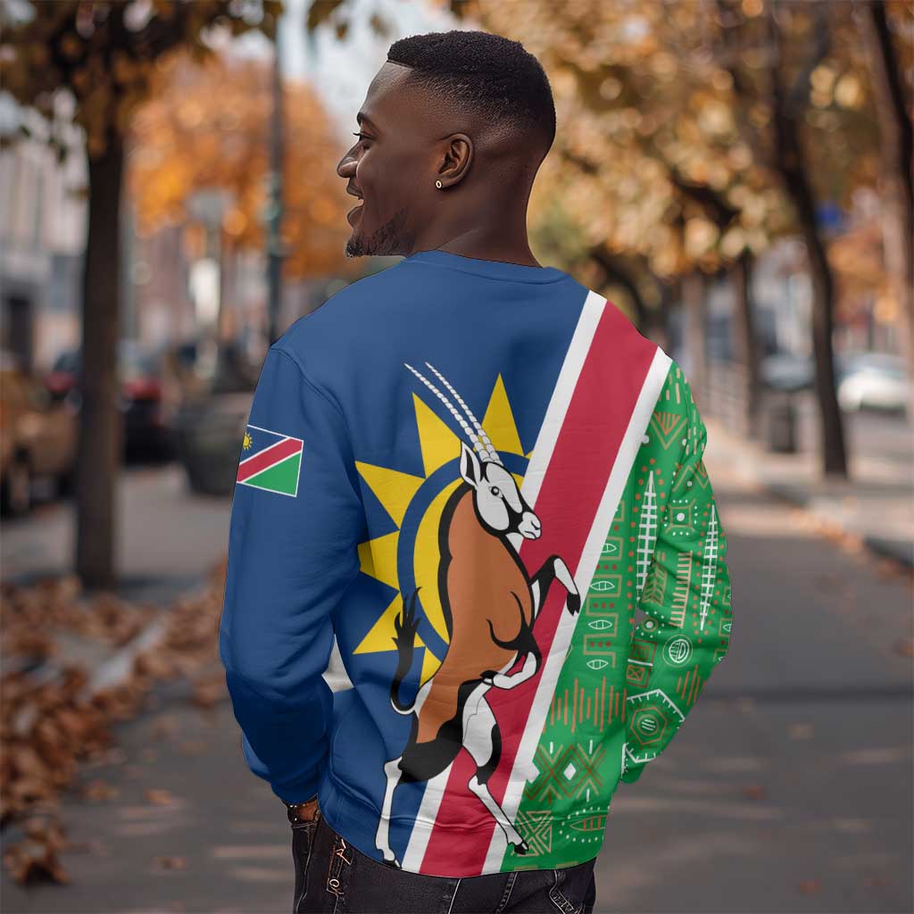 Namibia Gemsbok Sweatshirt Flag Design with African Patterns TS04